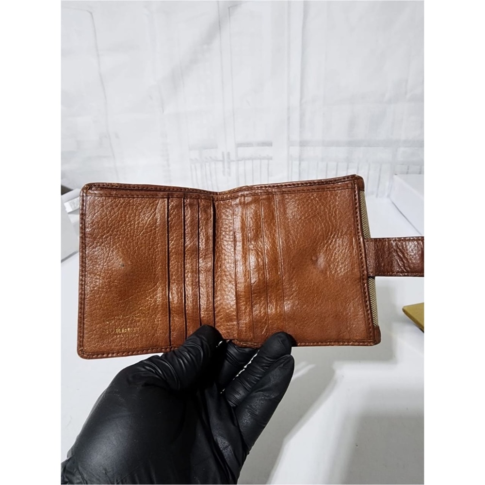 Authentic BURBERRY Vintage Canvas House Check Buckle Wallet Brown/Beige - Picture 5 of 12